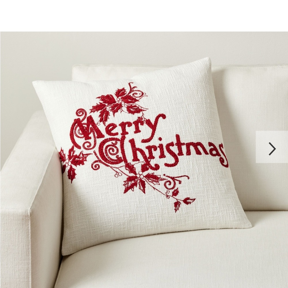 Pottery Barn Embroidered Merry Christmas Pillow Cover (Cover Only)